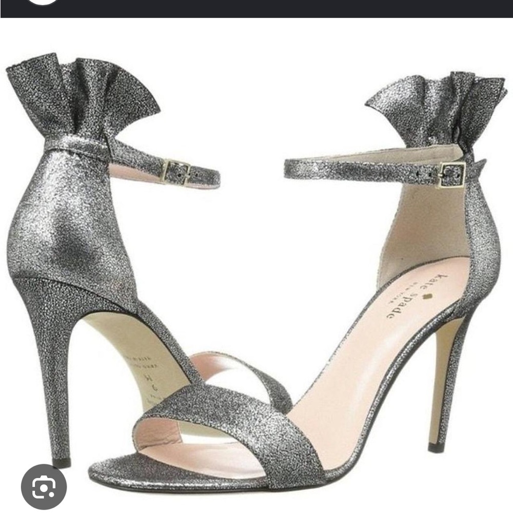 Kate‎ Spade Women's Silver Iris Patent Ankle Strap Heels- Size 6